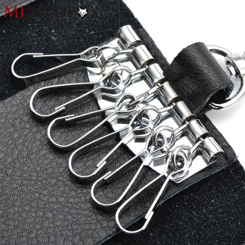 Genuine Leather Keychain Men Women Key Holder Organizer Pouch Cow Split Car Wallet Housekeeper Case Mini Card Bag 250311