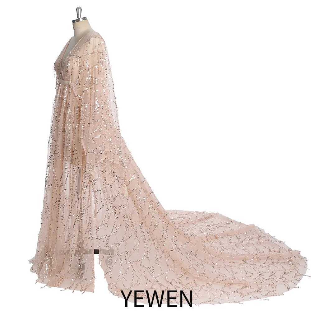 Sparkle See Through Long Sleeves Bohemian Dress for Photo Shoot Maternity Gown for Baby Showers Plus Size YEWEN YW231034 X250224