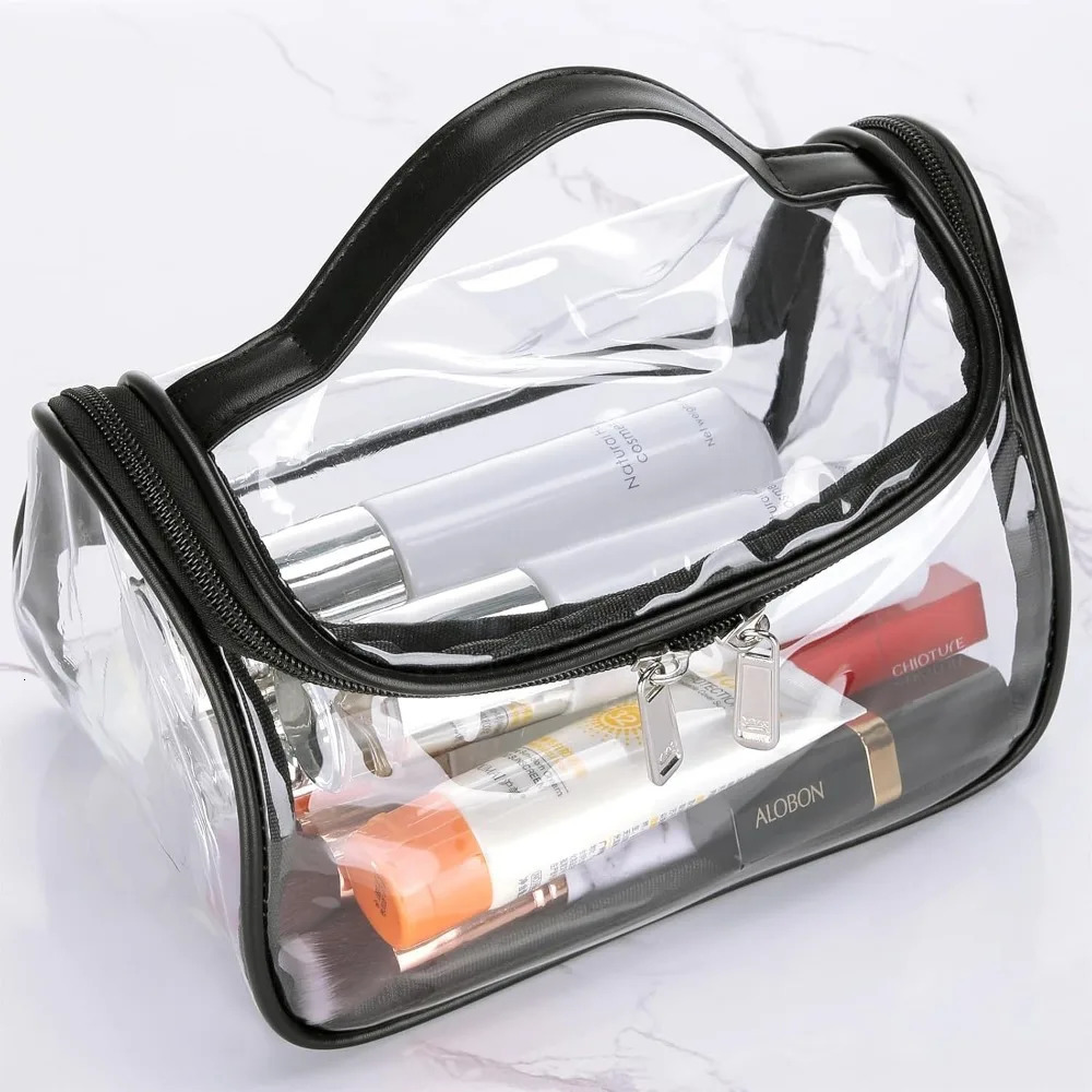 Clear Cosmetic Bag Waterproof Travel Cosmetics Storage Black 250311