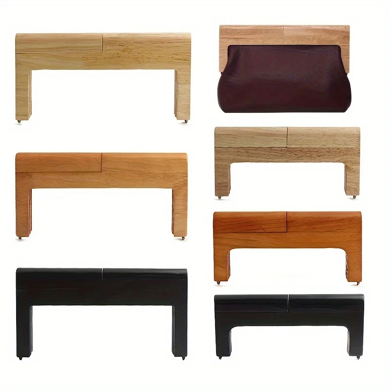 1PC 217cm275cm Fashion Simple Solid Wood Wallet Frame Retro Bag Knitted Wooden DIY Handle Accessories 250311