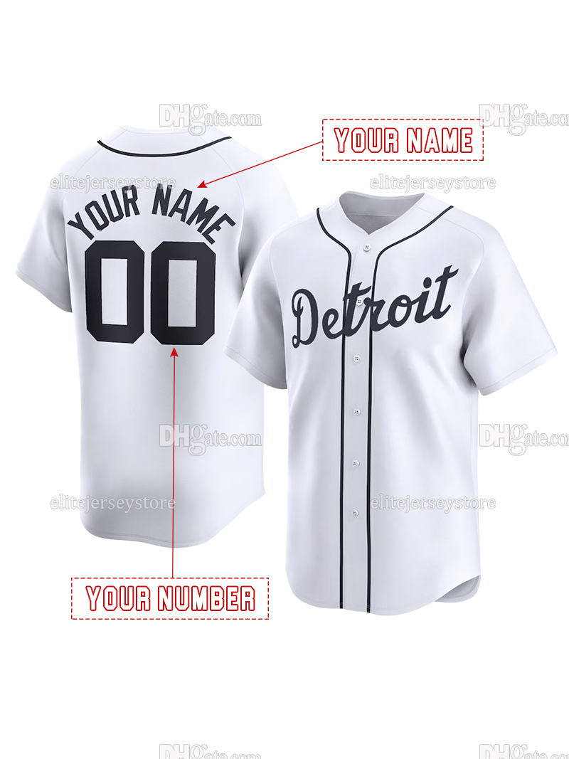 Personalized Custom Baseball Jersey Tarik Skubal Matt Vierling Riley Greene Javier Baez Miguel Cabrera Embroidered Letter Number Design Polyester