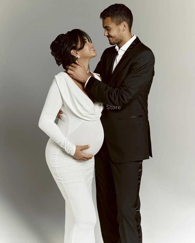 Maternity Dresses Fashionable and Sexy Pure Color One Shoulder Body with Maternity Dress for Photography and Parties X250224