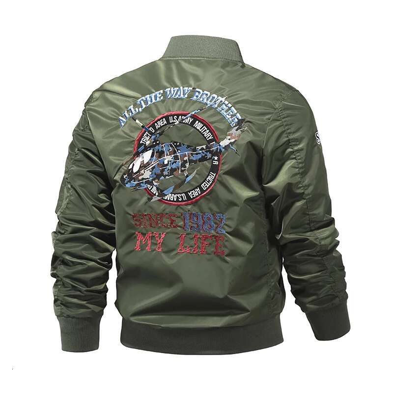 Ma-1 American Style Work Pilot Men's Autumn/Winter Thickened Baseball Jacket, Trendy,Men's Helicopter Embroidered Jacket