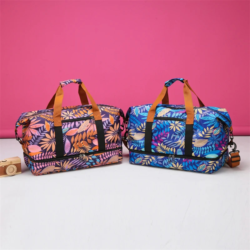 Travel Bag Womens Handbag Flower Print Waterproof Large Size Luggage Fitness Dry Wet Separation Duffle Weekend 250311