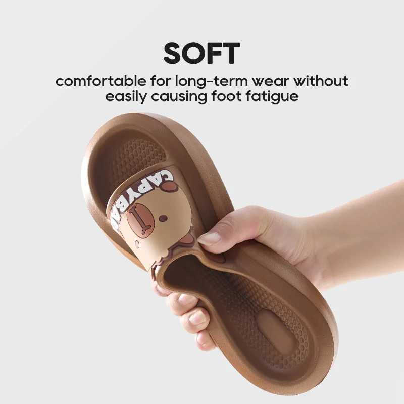 UTUNE Parent-Child Cartoon Slippers Summer Non-Slip Flip Flops Cute Capybara Design Kids Adults Home Beach ShoesT250311