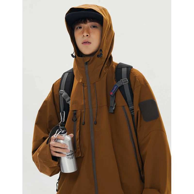 Hiking Jackets Men Waterproof Windproof Casual Hooded Outdoor Sports Clothes Hiking Coat Running Climbing Solid Color JacketT250311
