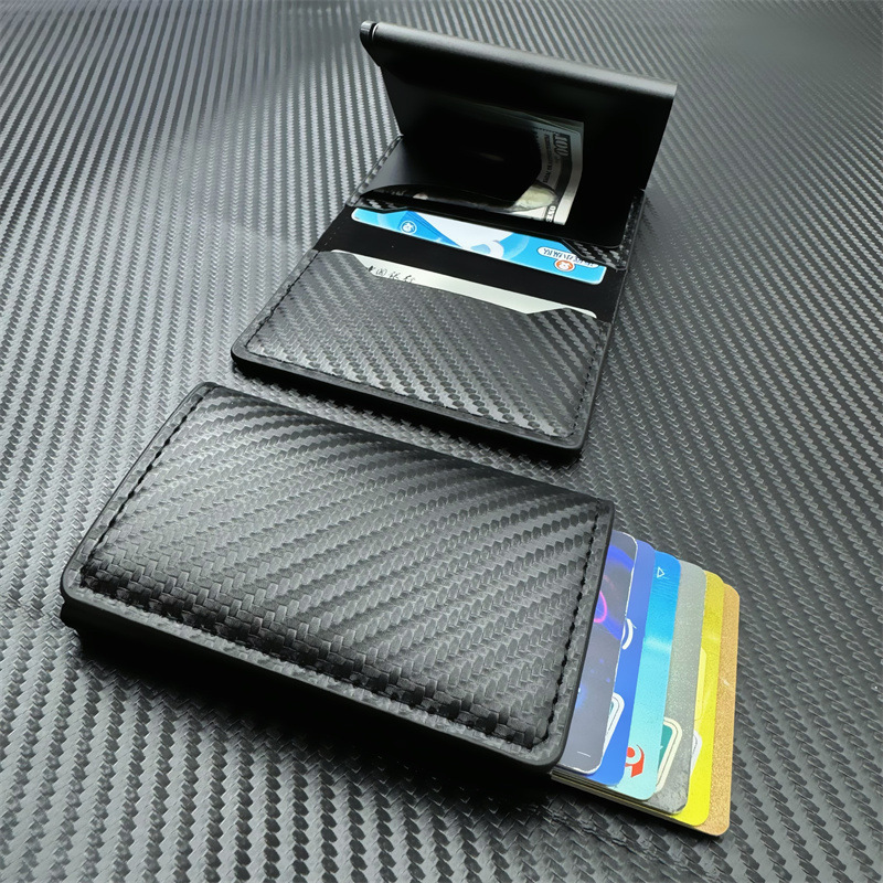 Designer Pack New Fashion Designer Simple Men S Theft Brush Anti Demagnetization Carbon Fiber Aluminum Alloy Bank Card Wallet Storage Bag Free Shippin