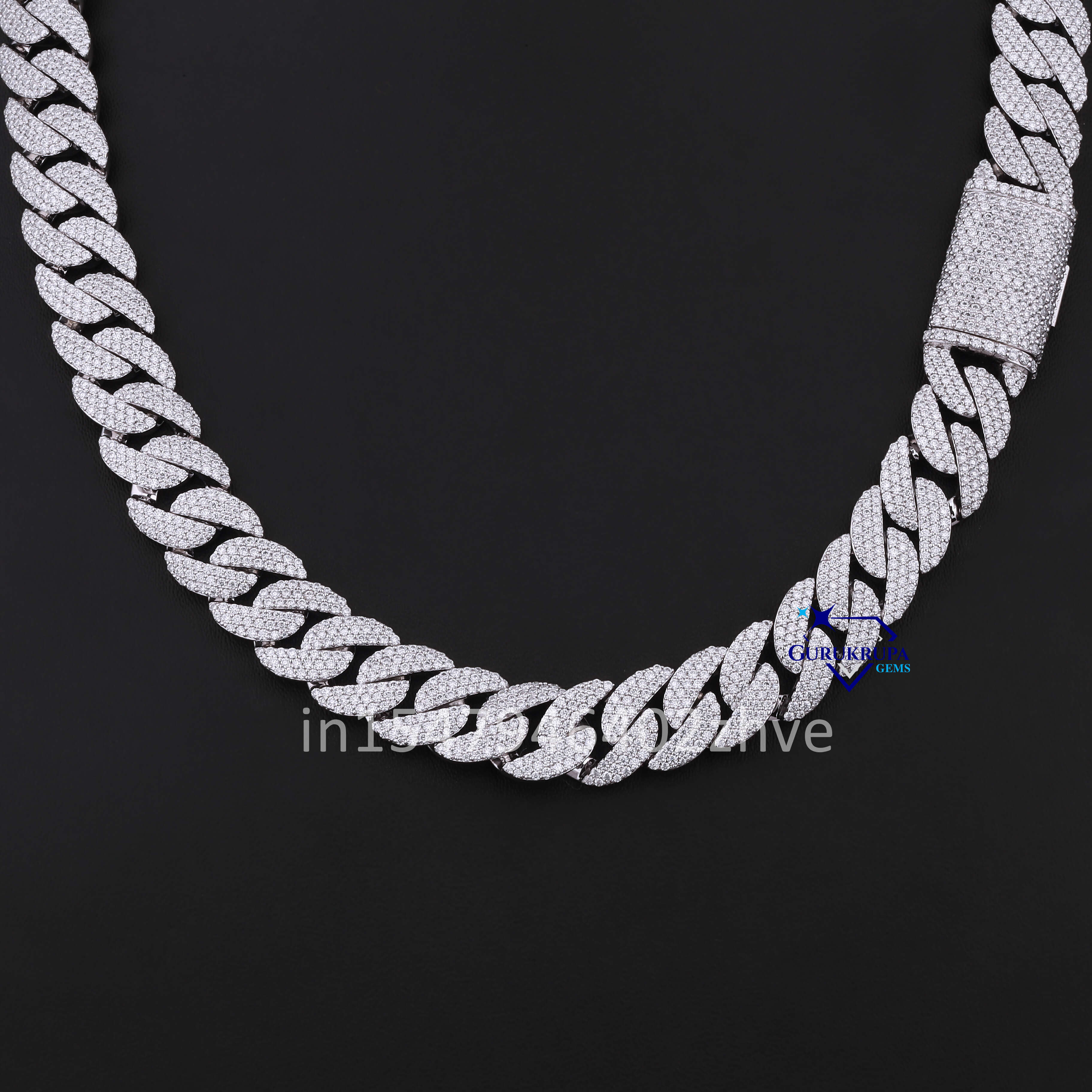 Trending Collection 22 MM 14Kt White Gold Moissanite Dia Iced Out Hip Hop Necklaces Cuban Chain for Rapper Men