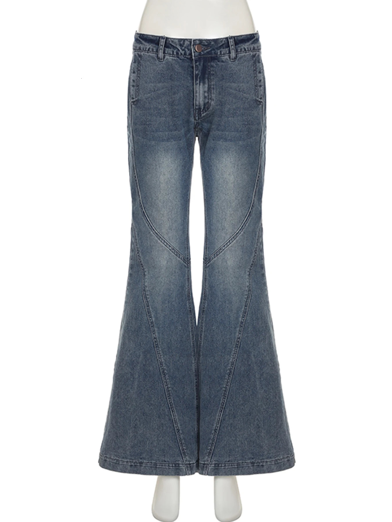 IAMSURE Y2K Casual Slim Pockets Jeans Flare Pants Basic Low Waisted Boot Cut Women Spring Autumn Streetwear Ladies 250311