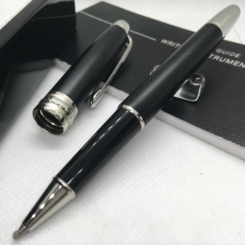 wholesale Send 1 Free Gift Leather Bag Matte Black Rollerball Pens Ballpoint Pen School Office Supplies With Series Number