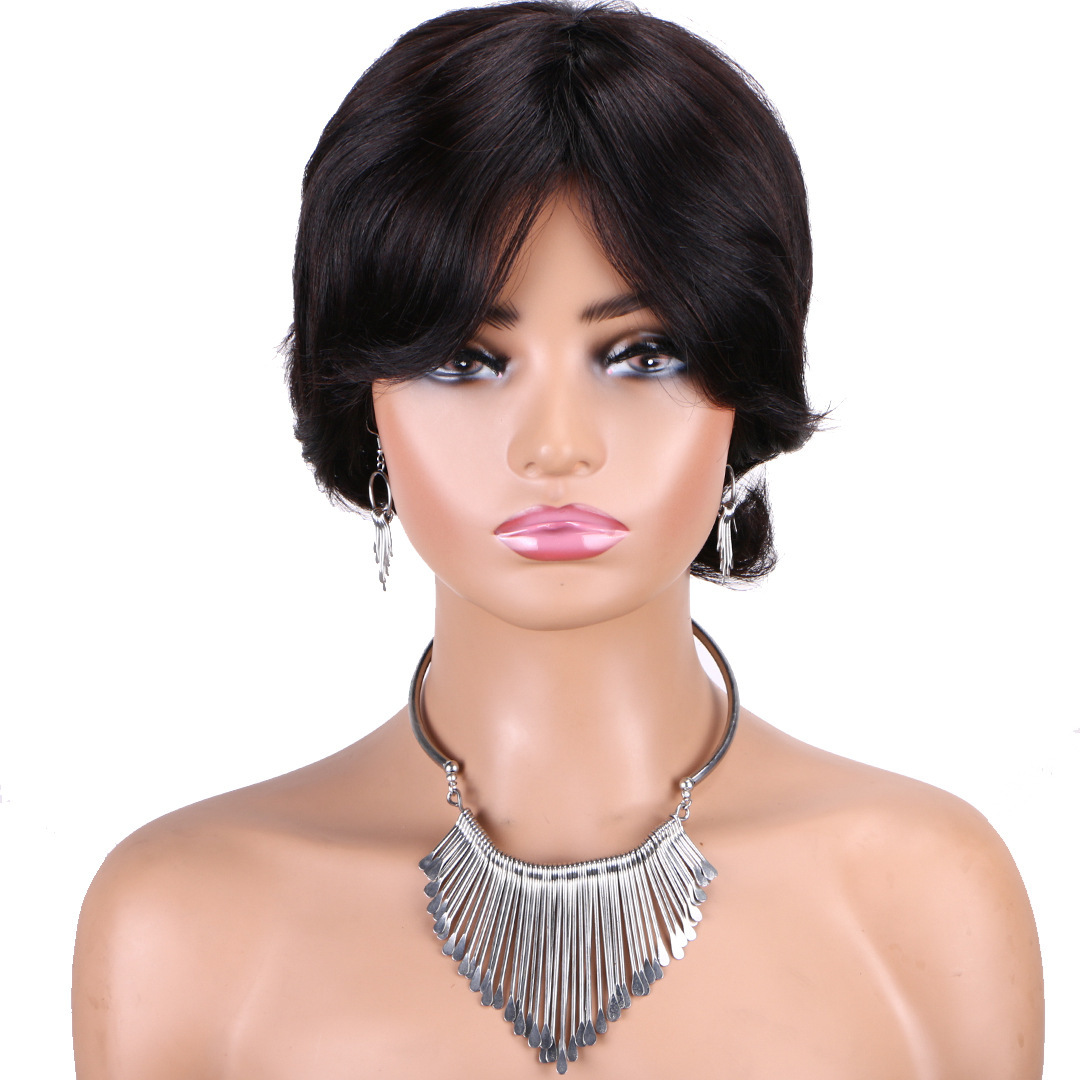 6 Inch African-Inspired Short Pixie Cut Wig - 100% Real Human Hair Machine-Made Weft, Lightweight & Glueless Fit, Perfect for Bold, Trendy, and Natura