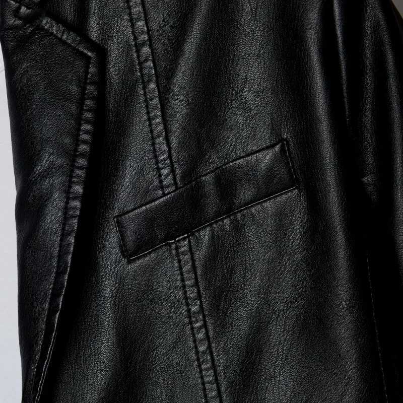 New Men Autumn Motorcycle Causal Vintage Leather Jacket Coat Men Fashion Biker Button Pocket Design PU Leather Jacket Men 6XLT250311