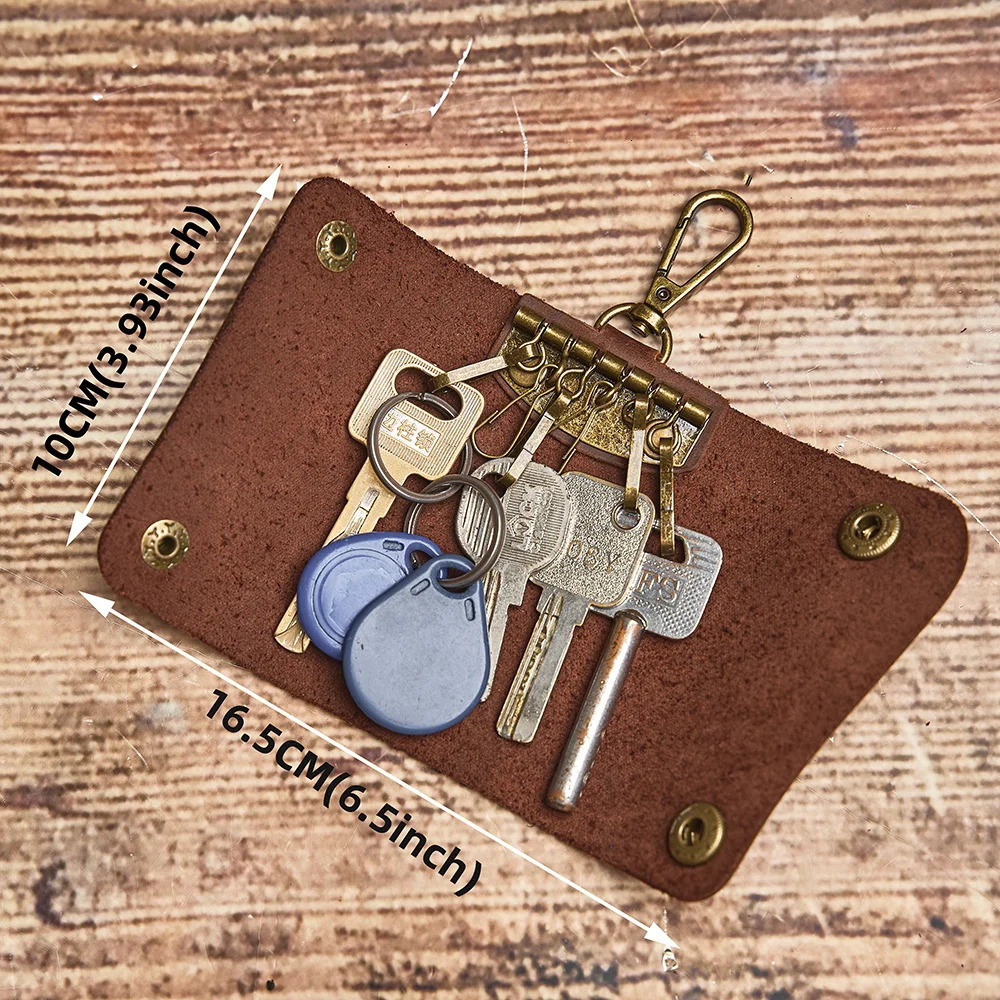 NUPUGOO Handmade Crazy Horse Leather Key Bag Mens and Womens Retro Genuine Simple Top Layer Cowhide Chain 250311