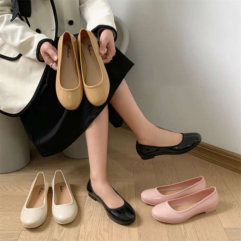 PVC Women's Summer Outer Wear New Fashion Solid Color Single Shoes Casual Flat Low Top Female Sandals