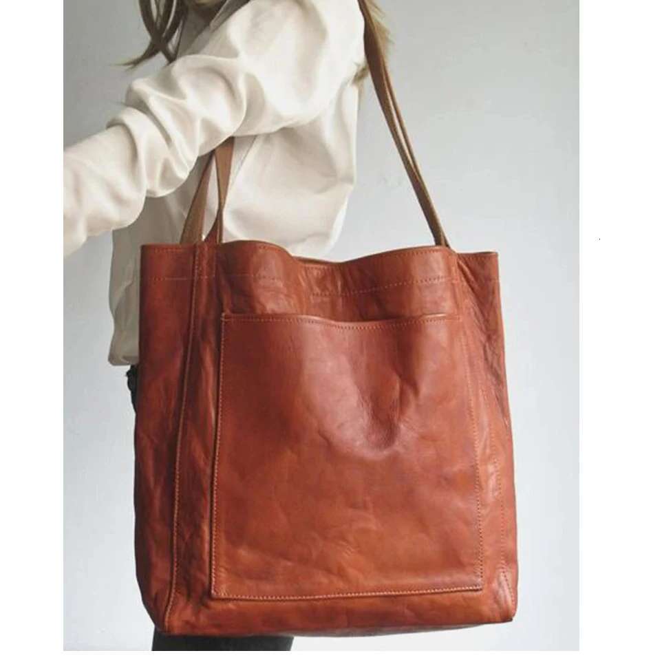 Oversized Tote For Women Handbags Large Size Shoulder Bags Vintage Style Solid Color Soft PU Leather Purses Sacs