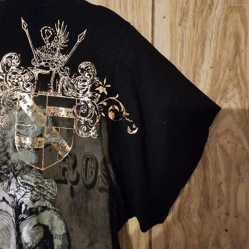 Men's T Shirts 2000s Xzavier Shirt Medium Black Lion Graphic Goth Vamp Wichy Retro Print Cotton Top