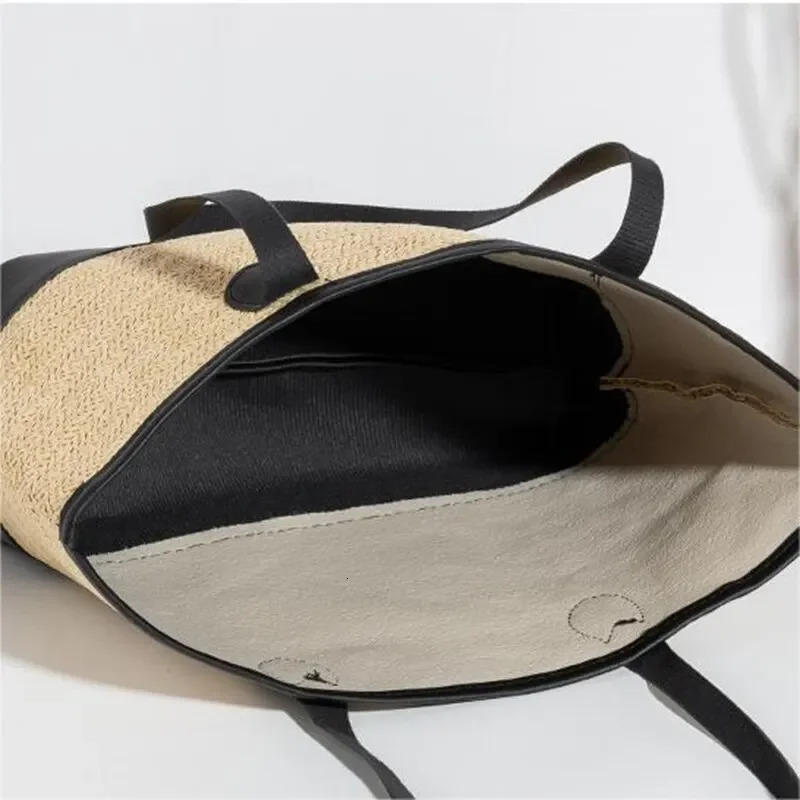 Fashion Simple Underarm Package Versatile Straw Braid Color Clash Large Capacity Casual Single Shoulder Tote Bag 250311