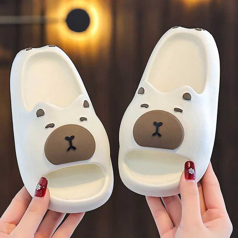 New Capybara Boys Girls Slippers Cute Cartoon EVA Beach Shoes For Kids Summer Waterproof Soft Sole Non Slip Children SlippersT250311
