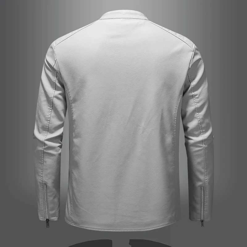 Leather Jacket Mens Jacket Trendy Handsome British Style Spring New Retro Stand Collar Casual Motorcycle Leather Jacket WindproofT250311