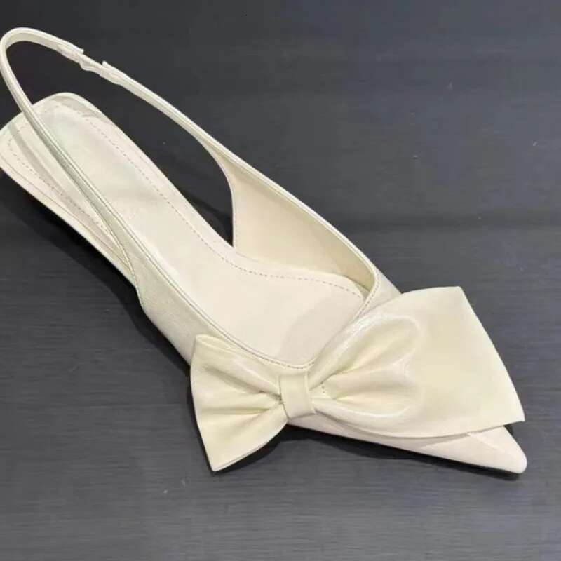 Bow Sandals Pointy Women's Bowknot Sgback Kitten Black Pointed Toe Satin Slip On Low Heels Casual Dress Shoes