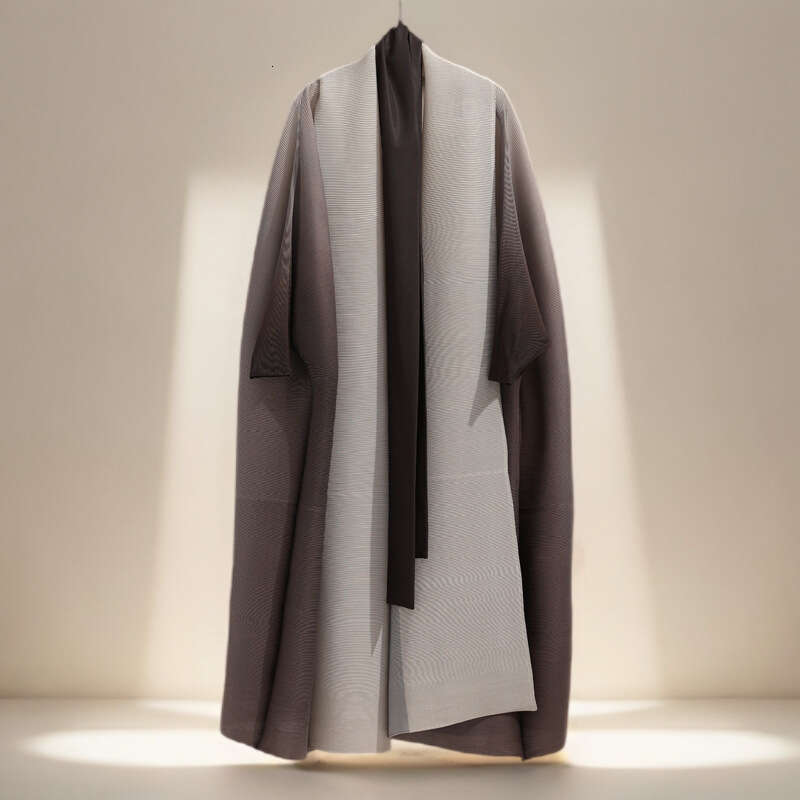 Miyake Windbreaker Jacket Women's Gradient Loose Plus Size Fat Mm Lace Up Pleated Shawl