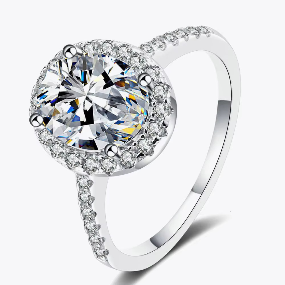 FOXI Fine Rings Synthetic Gemstone Moissanite Engagement Ring Women 925 Sterling Silver VVS Moissanite Wedding Ring