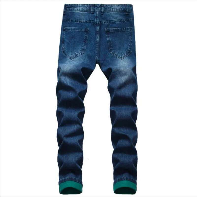 2025 Fashion Original Designer High-quality Men s Wavy Slim Fit Black Blue Denim Pants Men's Jeans Worn out Street Hip hop Casual Pants