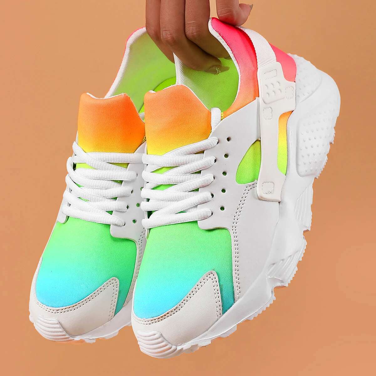 2025 New Rainbow Designer Trendy Fashion Sneakers Wedge shaped Women's Vulcanized Breathable Comfortable Casual Women's Shoes