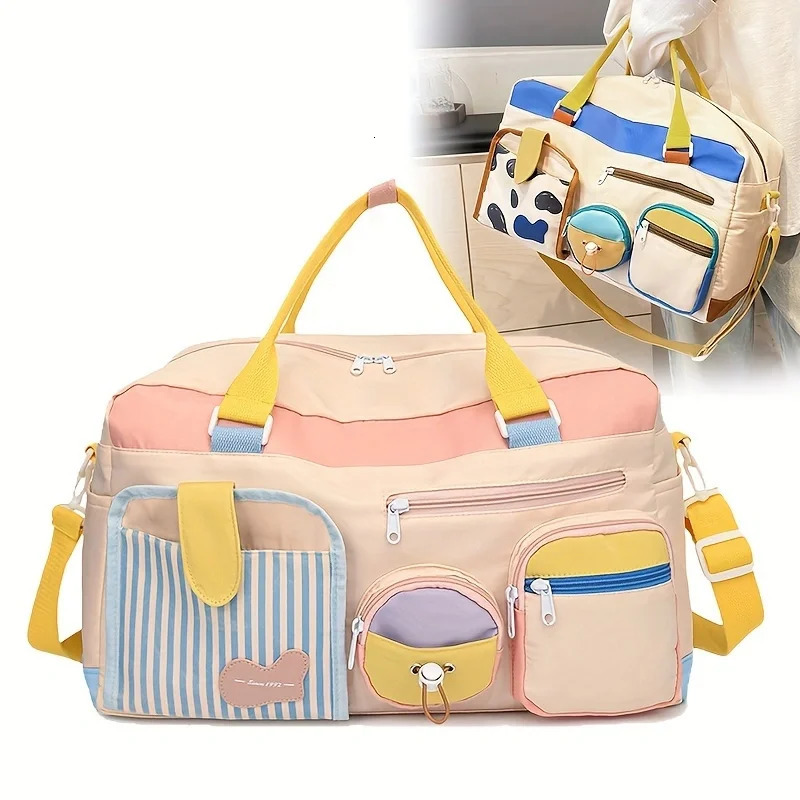 Fashionable Women Travelling Handbag Large Capacity Cartoon Printing Candy Color Outing Storage Bag 250311