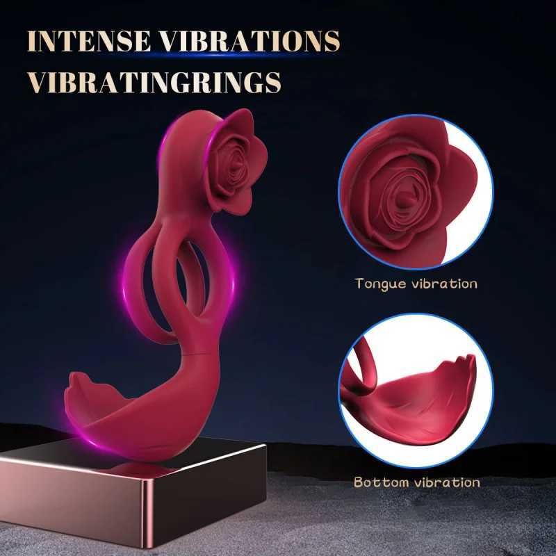 Adult Sex Toys Delay Ring for Men and Women Couples Delay Ring Resonance Rose Flower Locking Ring Vibrating DeviceXJ250311