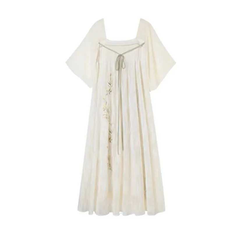 2024 Summer Fashion Square Collar Maternity Dress Chinese Style Short Sleeve Dress Loose Outing Pregnant Womens Skirts LF905T250311