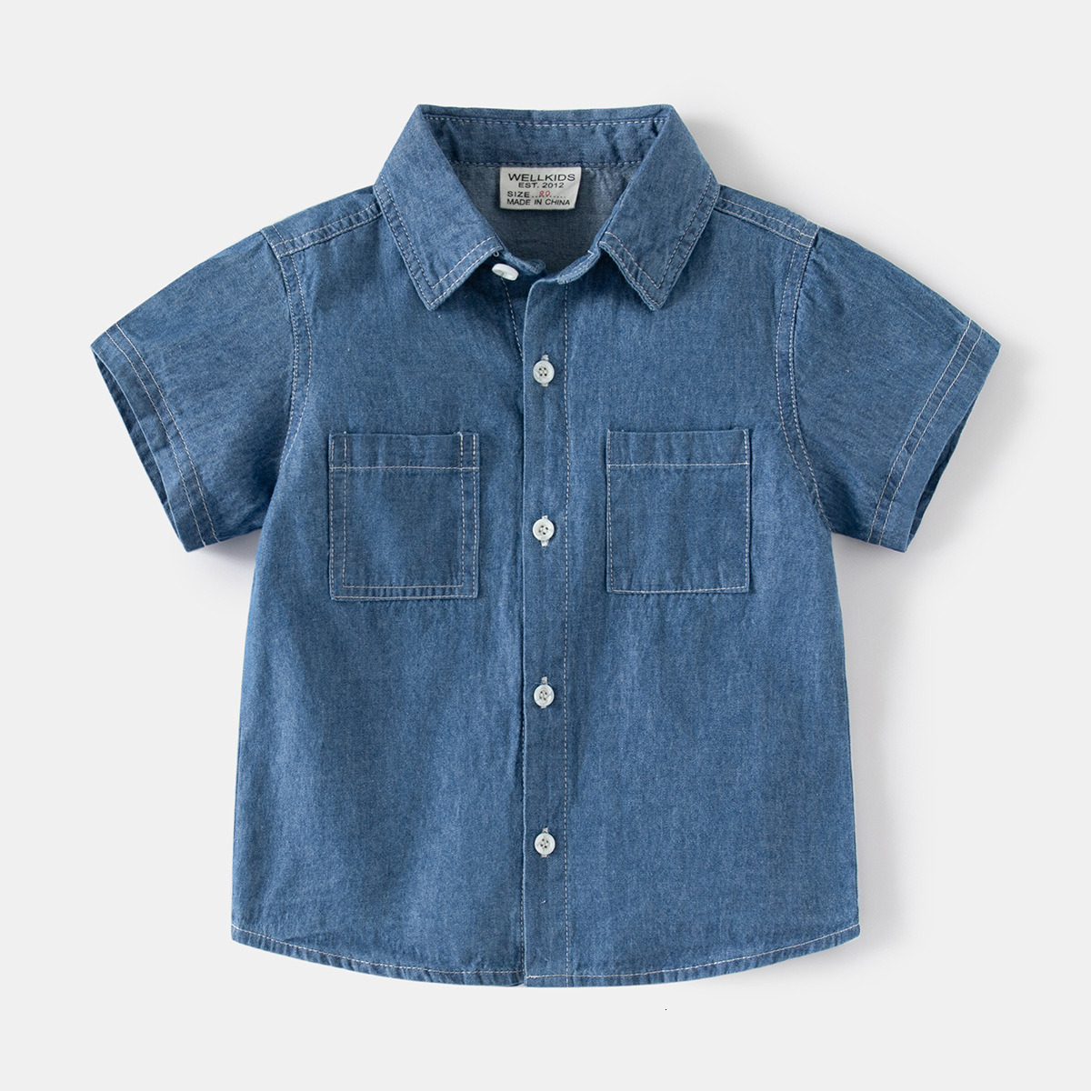 Ddmyshoesvip Summer New Boys Cowboy Short Sleeved Baby Casual Shirt Korean Version Top Children S Clothing