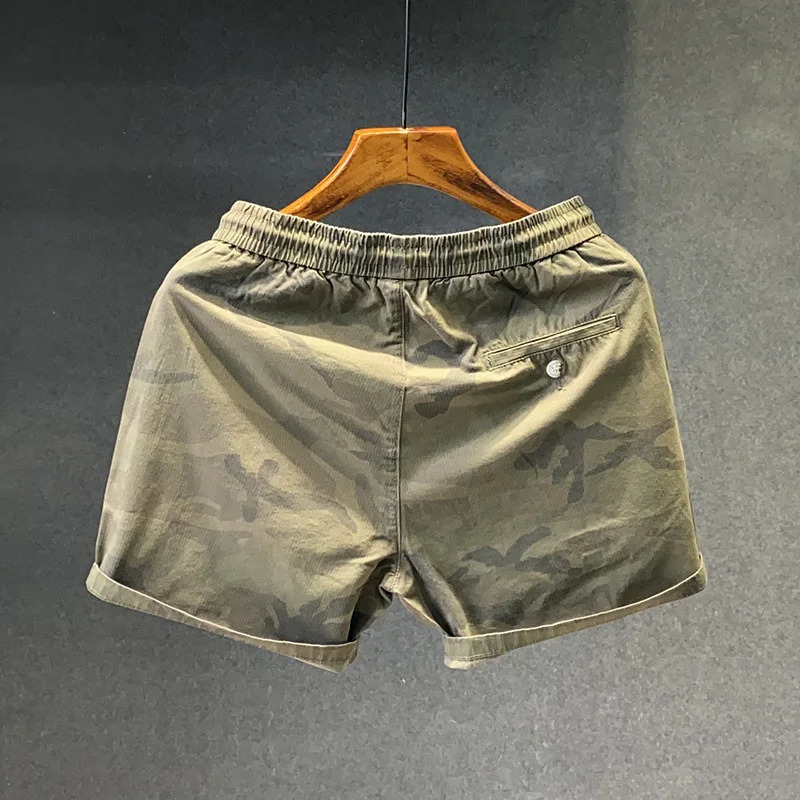 Summer Casual Camouflage Shorts Mens Elastic Waist Mid-Length Pants Loose Three-Quarter Trendy Sports Beach Pants 250310