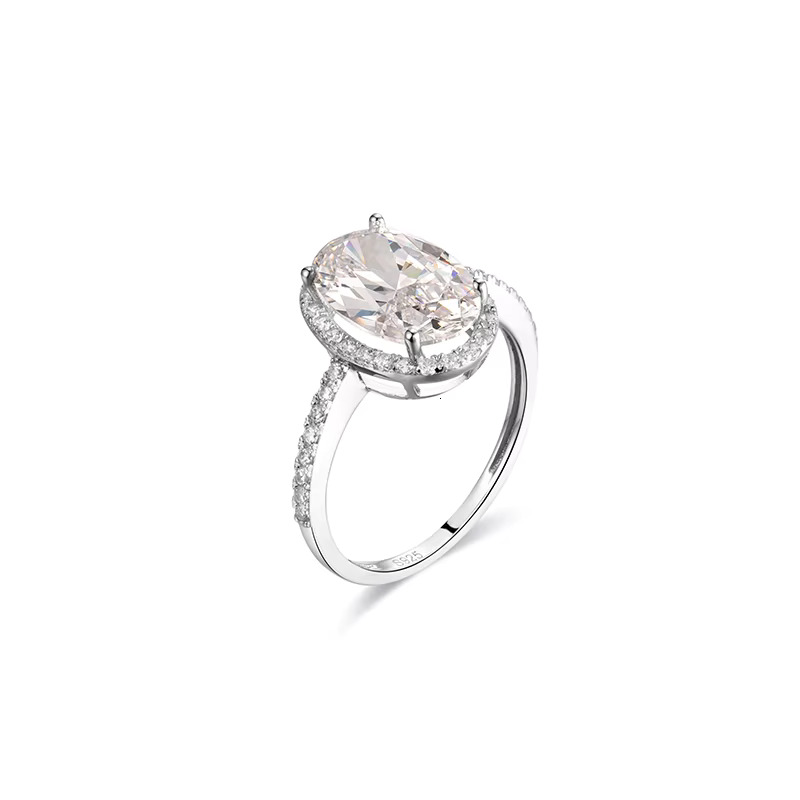 Moissanite 18K White Gold Ring Oval Cut 5CT VVS Lab Moissanite Diamond Engagement Ring Moissanite Ring Jewelry