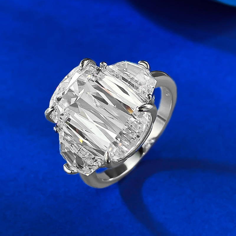 Dove Egg Large Cushion Shape White Moissanite Gorgeous Luxury Jewelry Eternity Soild 100% 925 Sterling Silver Party Promise Women Wedding Engagement B