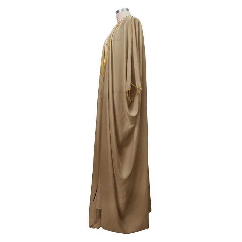 Men Saudi Muslim Satin Abaya Loose Islamic Arabia Dress Turkey Thobe Jubba Traditional Dubai Bachelor Kaftan Festival ClothingXJ250310
