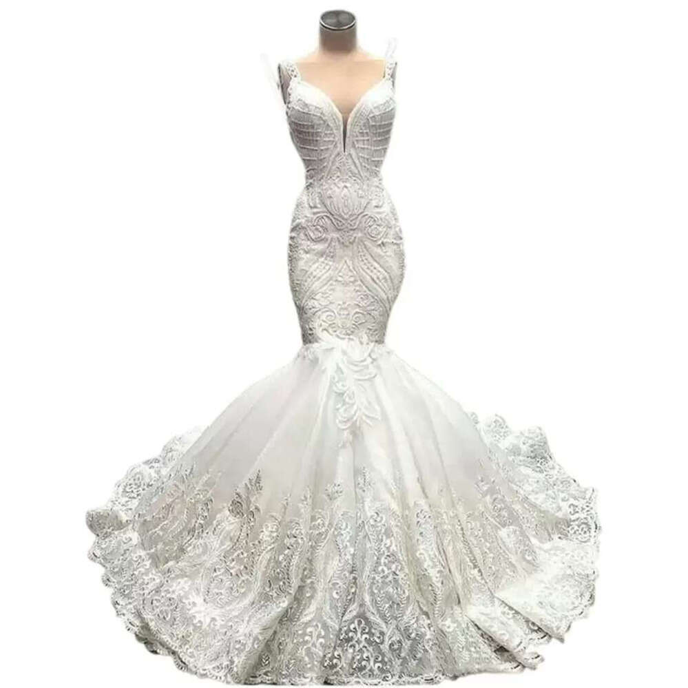 Pcs One NEW High End Unique Lace Mermaid Wedding Dresses Appliques Dubai Beaded Bridal Gowns Custom Made Robe De Mariee