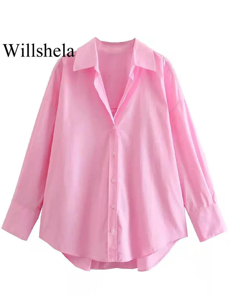 Willshela Womens Fashion Single Chest Shirt Retro Collar Long Sleeve 250311