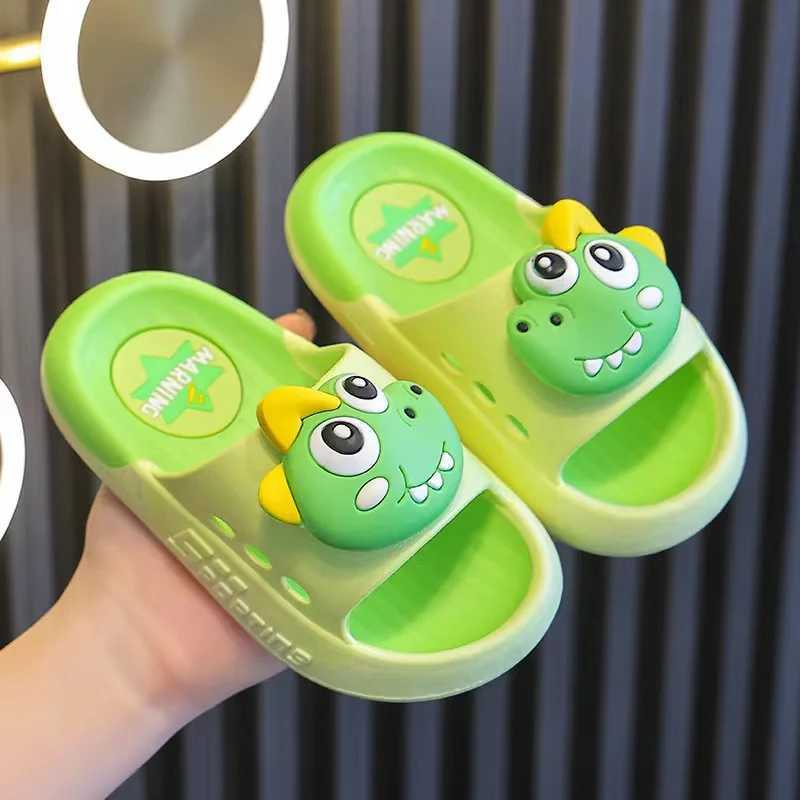 New Summer Children Slippers Cute Cartoon Dinosaur Bear Trim Sandals For Boys Girls Bathe Flip Flops Non-Slip Home Kids ShoesT250311