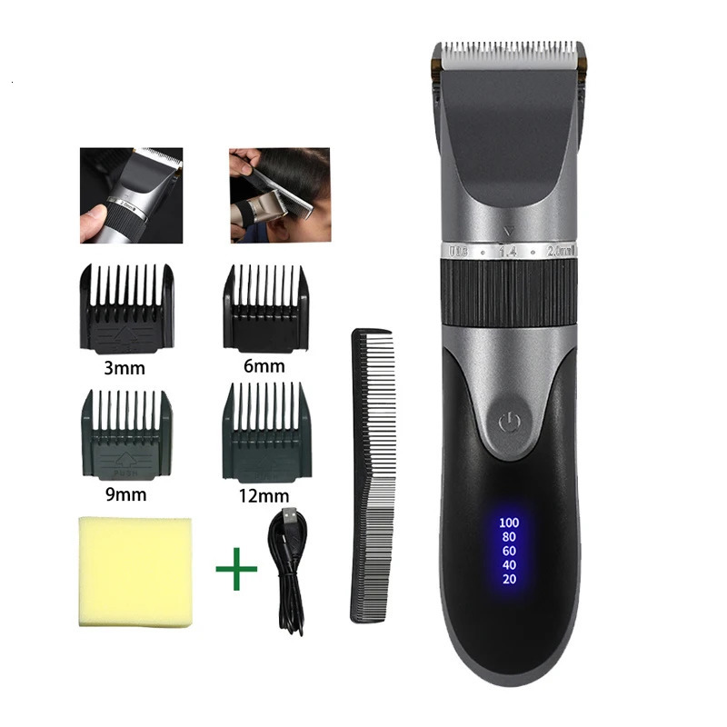 Professional Clipper Mens Barber Beard Trimmer Rechargeable Ceramic Blade Hair Cutting Machine Adult Kid Haircut Low Noise 250311 C260312