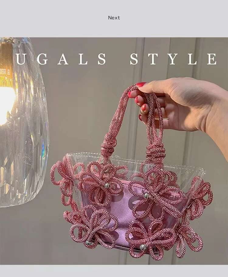 Transparent PVC Women's Handbag Glitter Shiny Rhie Dias Evening Wedding Party Clutch Purse Shoulder Bag