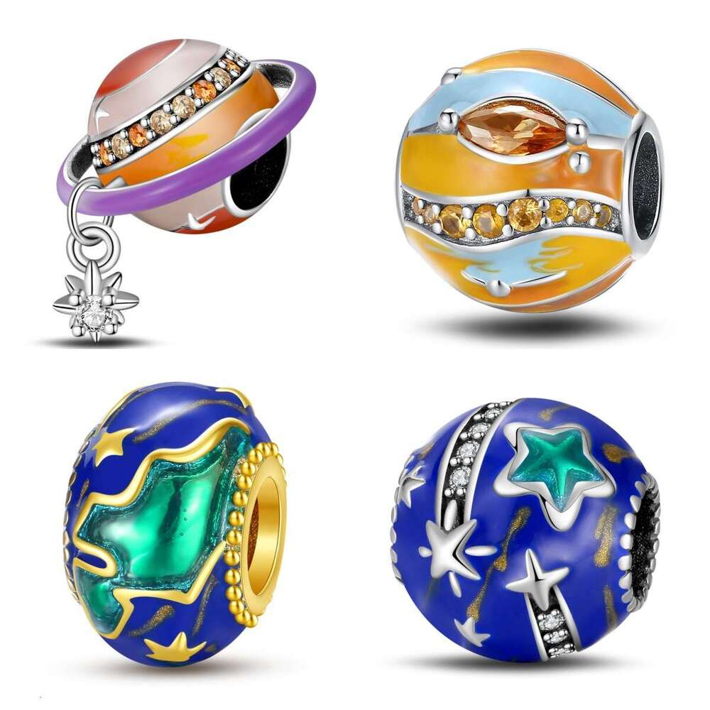 2025 New Travel Style Colorful Earth Charm bead 925 Sterling Silver Jewelry Family Charms Beads DIY Bracelet Necklace for women Gift