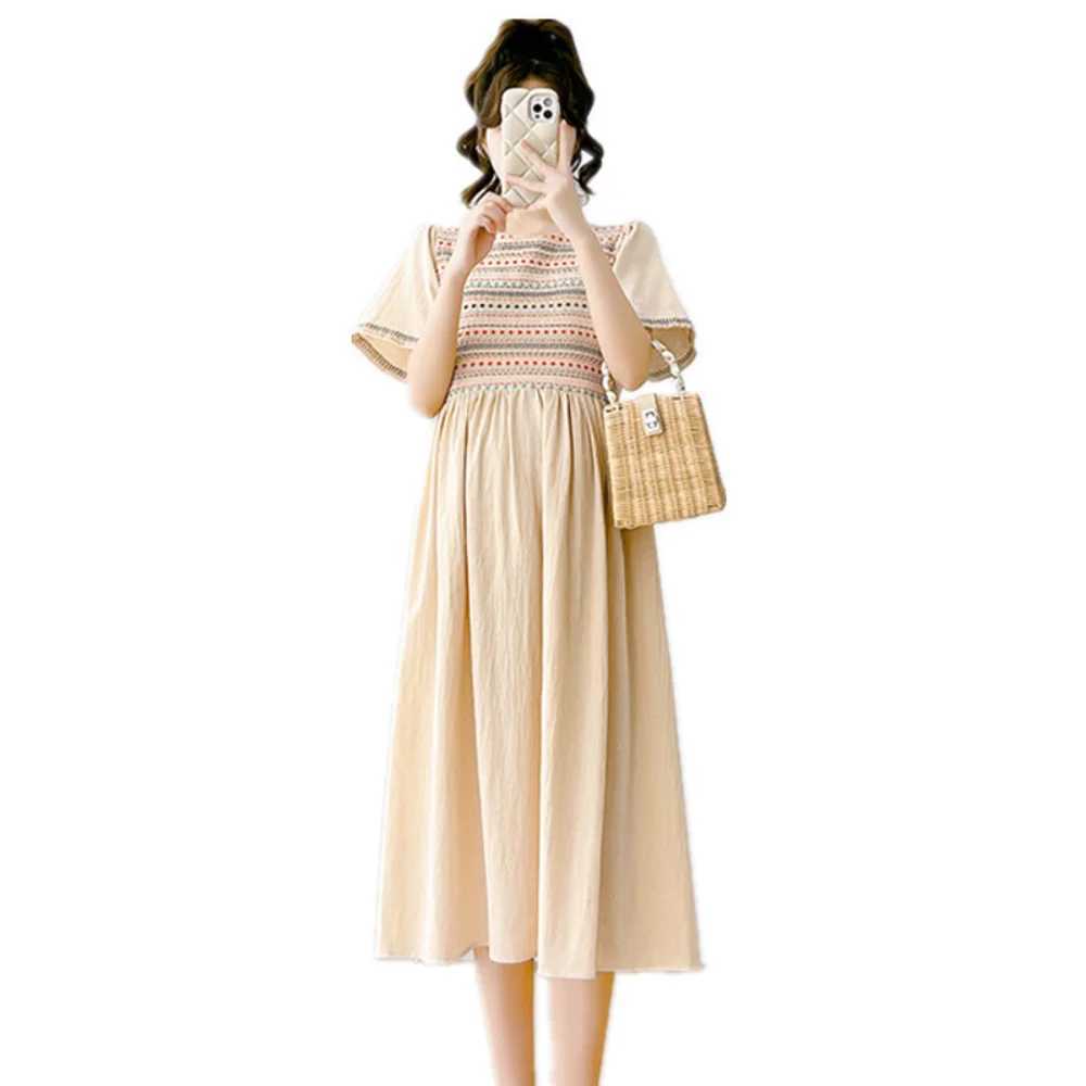 pregnancy photoshoot dress 2024 Summer short Sleeve Pleated Dress Sweet Pregnant Women clothing Maternity Dress Cute vestidosT250311