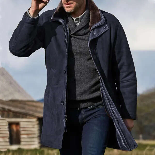 2023 Autumn And Winter Men's Mid Length Integrated Deer Fur Coat Jacket