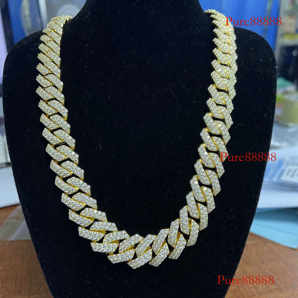 Meisidian 14mm Width 7 Inches Sliver Full White Moissanite Dia Yellow Gold Plated Cuban Hiphop Bracele On Sale