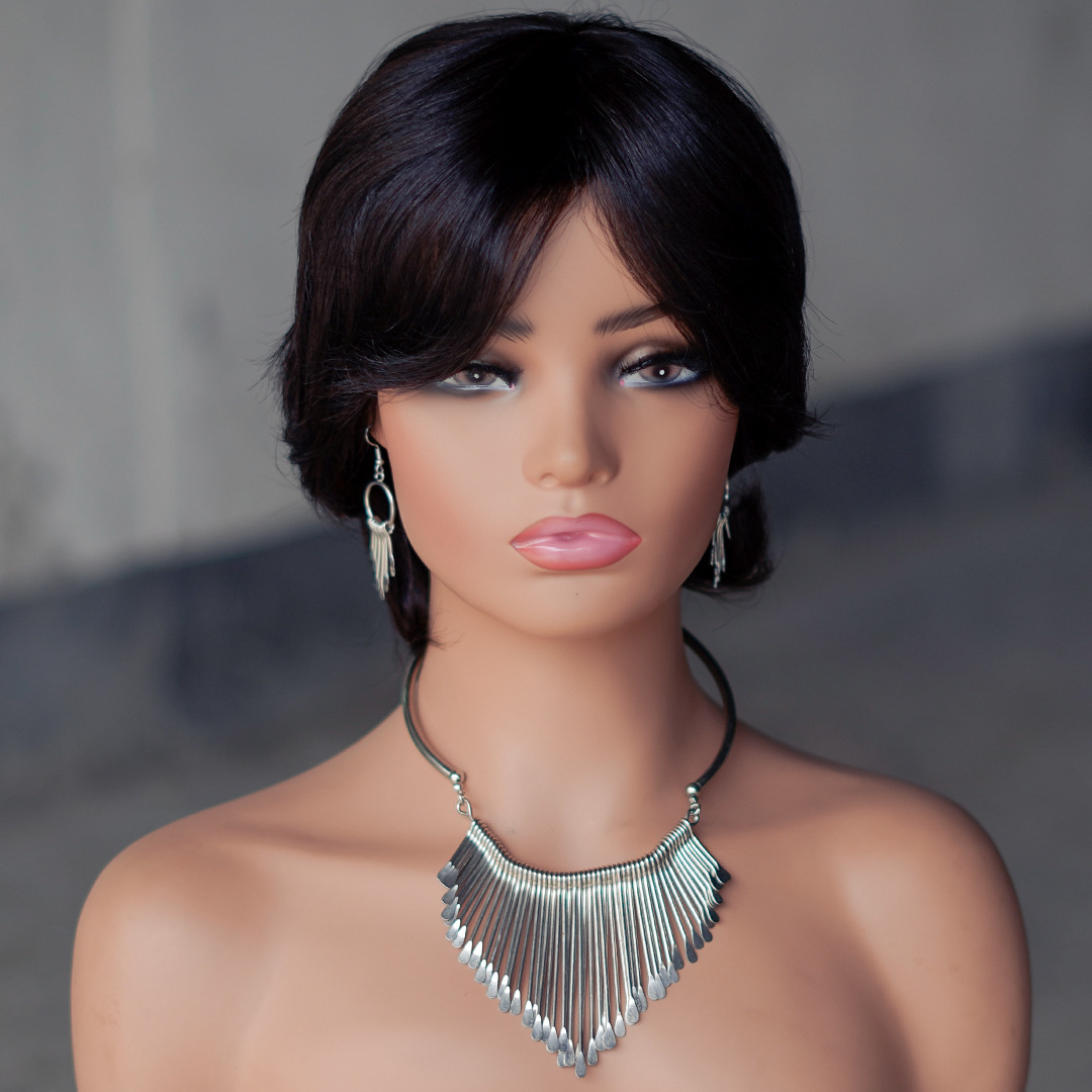 6 Inch African-Inspired Short Pixie Cut Wig - 100% Real Human Hair Machine-Made Weft, Lightweight & Glueless Fit, Perfect for Bold, Trendy, and Natura
