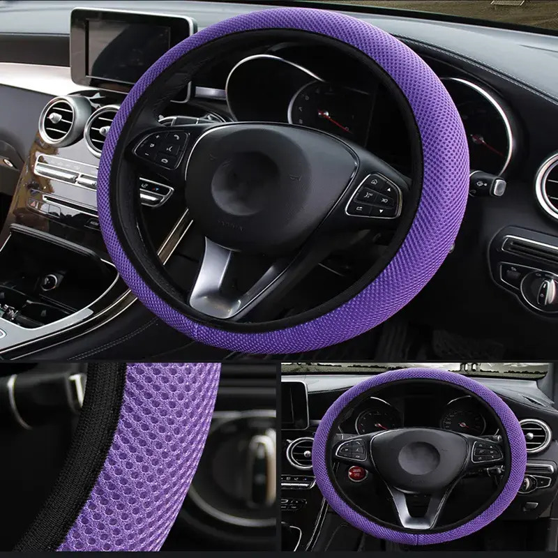 Update Car Steering Wheel Cover Three-Piece Breathable Auto Bumper Covers Non-Slip Wear-Resistant Accessories