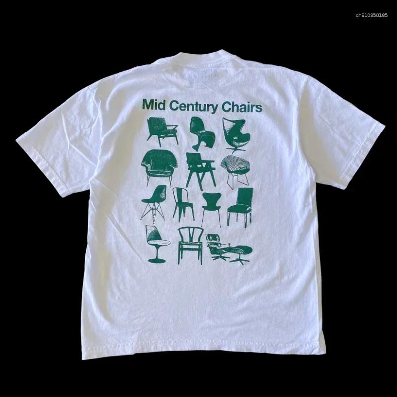 Men's T Shirts Look At The Letter Pattern Printed Brown Short Sleeved T-shirt Street Harajuku Retro Casual Loose Sports On Back