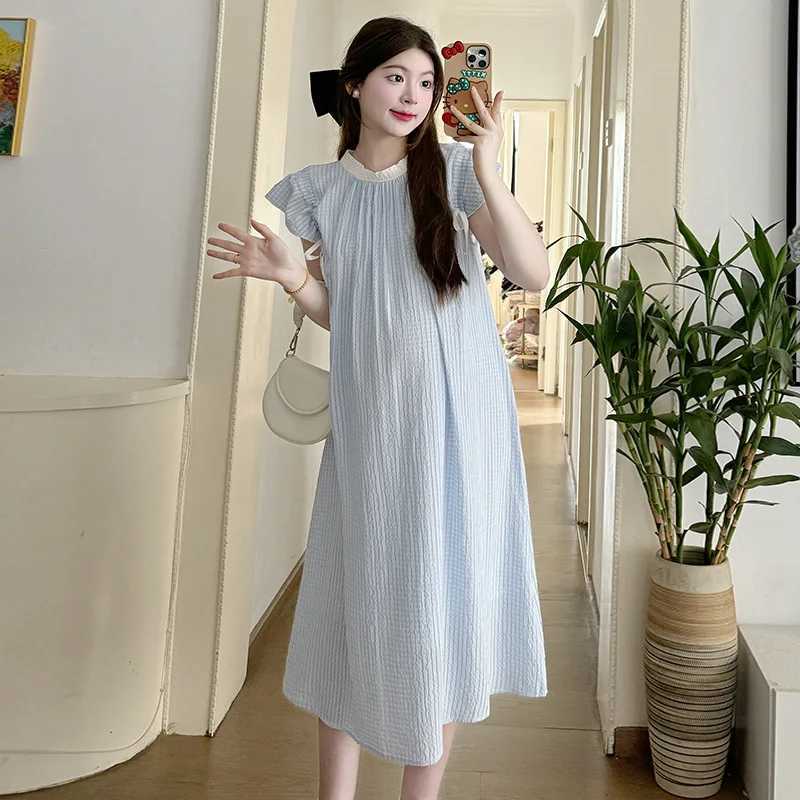 Summer New Maternity Dress French Small Fresh Sweet Small Fly Sleeve Maternity Dress Maternity Summer Dress One-Piece SkirtT250311