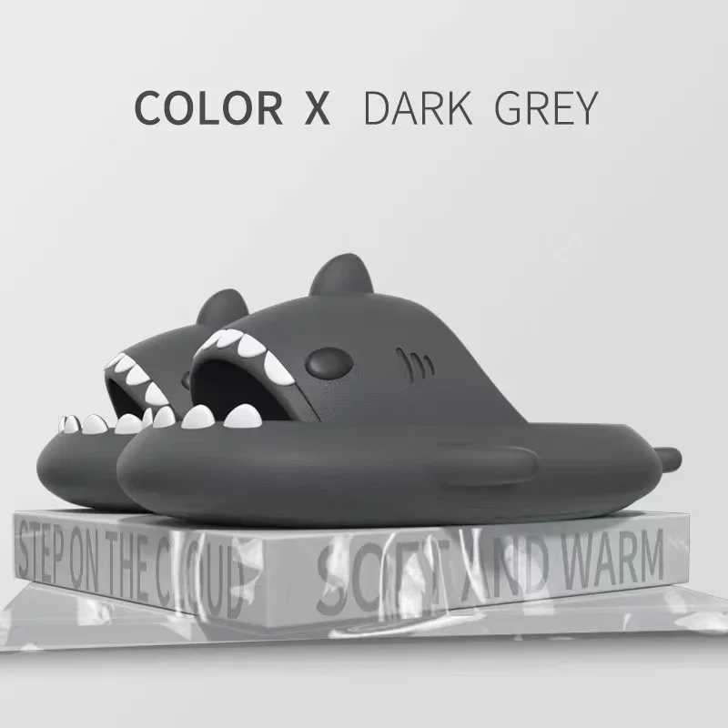 2024 New Summer Shark Slippers Women Slides Men Bathroom Flip Flops Home Anti-Skid Flat Shoes Outdoor Childrens Funny SandalsT250311